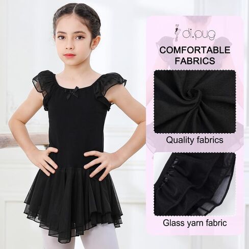 DIPUG Ballet Leotards for Girls Dance Leotard Toddler Dress Removable Shorts Crotchless in Saudi Arabia
