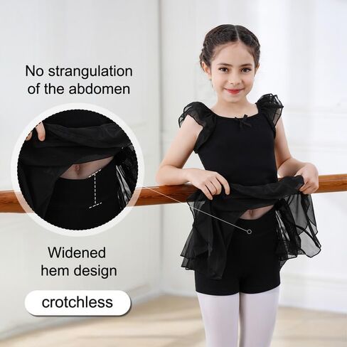 DIPUG Ballet Leotards for Girls Dance Leotard Toddler Dress Removable Shorts Crotchless in Saudi Arabia