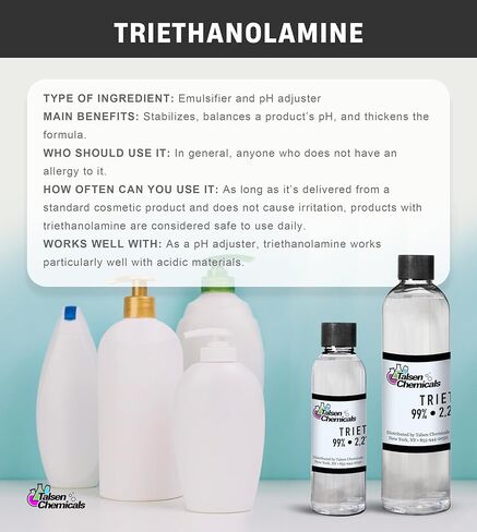 Triethanolamine (Tea) for Cosmetics 500 mL 99% pH Balancer, Surfactants DIY Skincare and Cosmetic Products by Talsen Chemicals in Kuwait