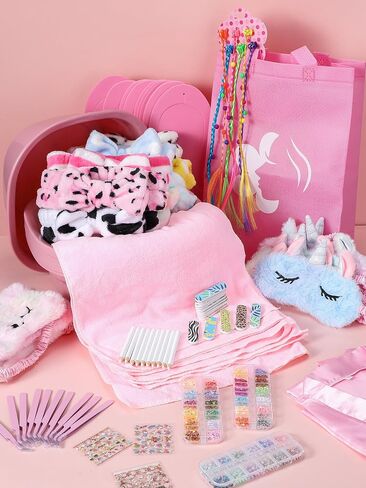10 Set Spa Party Supplies for Girls, Kids Satin Robes Nail Salon Kit Spa Kit Accessories for Birthday Party Favors in Saudi Arabia