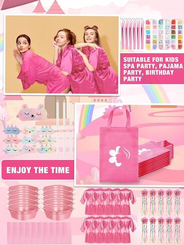 10 Set Spa Party Supplies for Girls, Kids Satin Robes Nail Salon Kit Spa Kit Accessories for Birthday Party Favors in Saudi Arabia