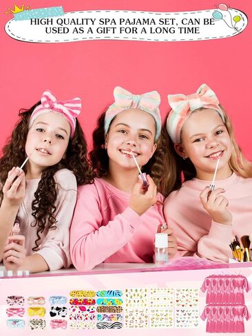 10 Set Spa Party Supplies for Girls, Kids Satin Robes Nail Salon Kit Spa Kit Accessories for Birthday Party Favors in Saudi Arabia