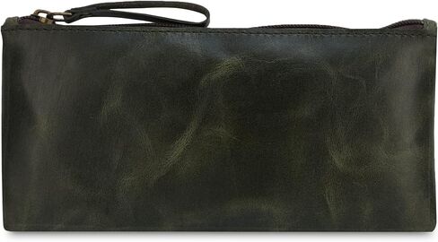 Leather Pencil Pouch, Currency Pouch, Leather Pencil Case, Zippered Pouch Paper Money, Pen Case, Pen & Marker Case, Pencil Case For Artists & Professionals (Brown) in Saudi Arabia