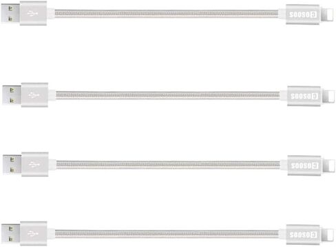 كابل USB قصير من COSOOS، 4 قطع من أسلاك النايلون للشحن والمزامنة السريعة مقاس 9 بوصات متوافقة مع iPhone 12، 12 Pro Max، 11، XS MAX، 8 Plus، 7، 6، iPad Air، Mini، محطة الشحن، بنك الطاقة. in Saudi Arabia