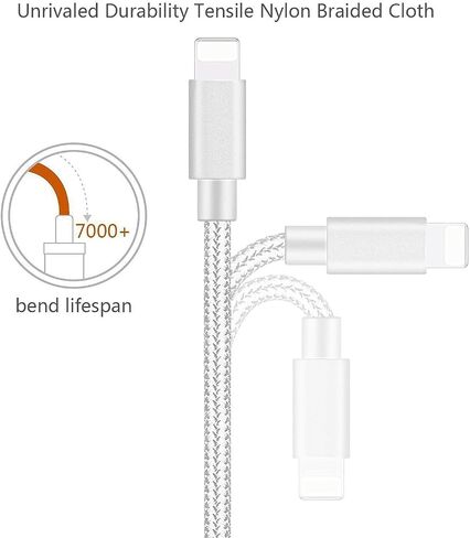 كابل USB قصير من COSOOS، 4 قطع من أسلاك النايلون للشحن والمزامنة السريعة مقاس 9 بوصات متوافقة مع iPhone 12، 12 Pro Max، 11، XS MAX، 8 Plus، 7، 6، iPad Air، Mini، محطة الشحن، بنك الطاقة. in Saudi Arabia