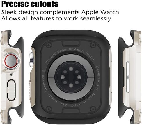 BOTOMALL Soft Silicone Bumper with PC Cover Compatible with Apple Watch Case 40mm 41mm Series 9 8 SE2 7 6 SE 5 4,Military Grade Durable Slim Protector for iWatch Men Women [No Screen Protector]-Black in Kuwait