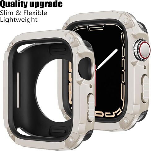 BOTOMALL Soft Silicone Bumper with PC Cover Compatible with Apple Watch Case 40mm 41mm Series 9 8 SE2 7 6 SE 5 4,Military Grade Durable Slim Protector for iWatch Men Women [No Screen Protector]-Black in Kuwait