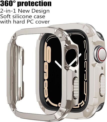 BOTOMALL Soft Silicone Bumper with PC Cover Compatible with Apple Watch Case 40mm 41mm Series 9 8 SE2 7 6 SE 5 4,Military Grade Durable Slim Protector for iWatch Men Women [No Screen Protector]-Black in Kuwait