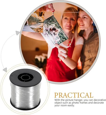 Strong Fish Wire for Hanging, Clear String Nylon Fishing Line for Crafts Hanging Decor with Crimping Sleeves Kit for Picture Frame, Christmas Ornament Decor Wire, 50Loop Sleeve (218Yd.) in Kuwait