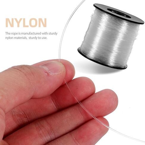 Strong Fish Wire for Hanging, Clear String Nylon Fishing Line for Crafts Hanging Decor with Crimping Sleeves Kit for Picture Frame, Christmas Ornament Decor Wire, 50Loop Sleeve (218Yd.) in Kuwait