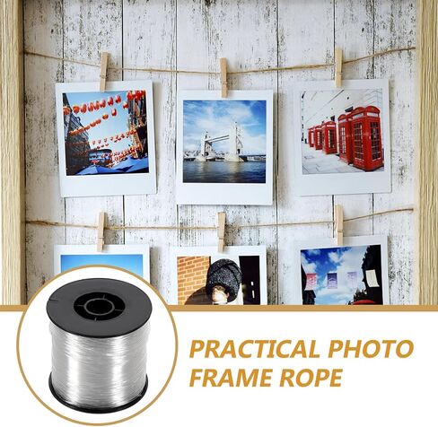 Strong Fish Wire for Hanging, Clear String Nylon Fishing Line for Crafts Hanging Decor with Crimping Sleeves Kit for Picture Frame, Christmas Ornament Decor Wire, 50Loop Sleeve (218Yd.) in Kuwait