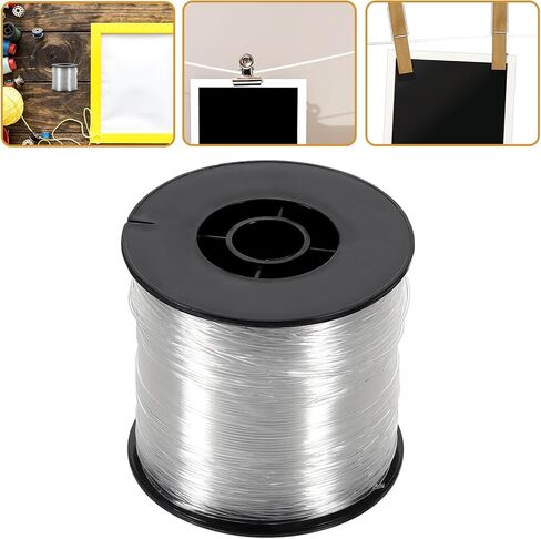 Strong Fish Wire for Hanging, Clear String Nylon Fishing Line for Crafts Hanging Decor with Crimping Sleeves Kit for Picture Frame, Christmas Ornament Decor Wire, 50Loop Sleeve (218Yd.) in Kuwait