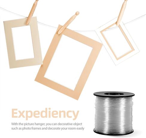 Strong Fish Wire for Hanging, Clear String Nylon Fishing Line for Crafts Hanging Decor with Crimping Sleeves Kit for Picture Frame, Christmas Ornament Decor Wire, 50Loop Sleeve (218Yd.) in Kuwait