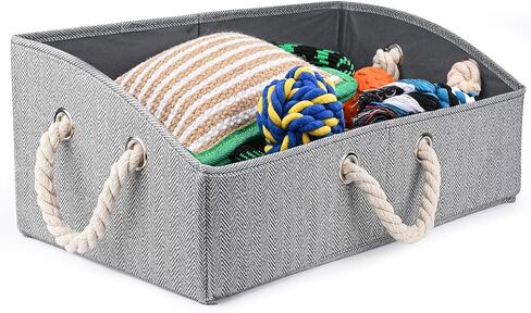 ToLanbbt Dog Toy Bin Box Foldable Pet Toy Large Storage Box, Trapezoid Dog Toy Basket Collapsible Fabric Chest Organizer with 2 Cotton Rope Handles, for Clothing, Blankets, Leashes, Food (Pattern) in Saudi Arabia