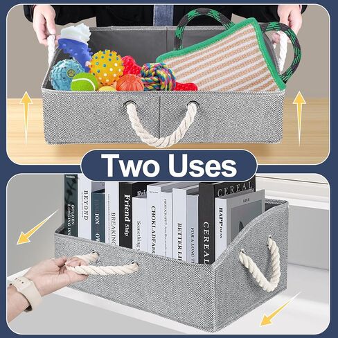 ToLanbbt Dog Toy Bin Box Foldable Pet Toy Large Storage Box, Trapezoid Dog Toy Basket Collapsible Fabric Chest Organizer with 2 Cotton Rope Handles, for Clothing, Blankets, Leashes, Food (Pattern) in Saudi Arabia