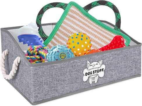 tolanbbt الكلب لعبة بن مربع طوي لعبة الحيوانات الأليفة مربع تخزين كبير، شبه منحرف الكلب لعبة سلة قابلة للطي النسيج المنظم الصدر مع 2 مقابض حبل القطن، للملابس والبطانيات والمقاود، والمواد الغذائية (نمط) in Kuwait