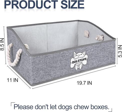 tolanbbt الكلب لعبة بن مربع طوي لعبة الحيوانات الأليفة مربع تخزين كبير، شبه منحرف الكلب لعبة سلة قابلة للطي النسيج المنظم الصدر مع 2 مقابض حبل القطن، للملابس والبطانيات والمقاود، والمواد الغذائية (نمط) in Kuwait