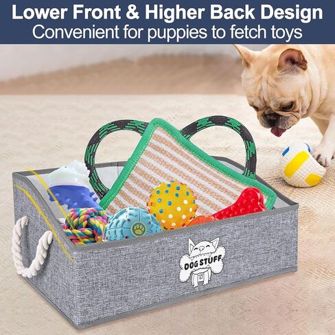 tolanbbt الكلب لعبة بن مربع طوي لعبة الحيوانات الأليفة مربع تخزين كبير، شبه منحرف الكلب لعبة سلة قابلة للطي النسيج المنظم الصدر مع 2 مقابض حبل القطن، للملابس والبطانيات والمقاود، والمواد الغذائية (نمط) in Kuwait