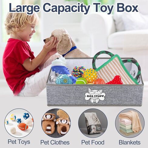 tolanbbt الكلب لعبة بن مربع طوي لعبة الحيوانات الأليفة مربع تخزين كبير، شبه منحرف الكلب لعبة سلة قابلة للطي النسيج المنظم الصدر مع 2 مقابض حبل القطن، للملابس والبطانيات والمقاود، والمواد الغذائية (نمط) in Kuwait