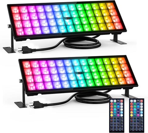 Onforu 2 Pack 96W Stage Light Bar، إضاءة LED، ضوء غسالة الجدار في الهواء الطلق، IP66 شريط ضوء RGB مقاوم للماء مع ألوان DIY، أضواء الغسيل مع التوقيت، ضوء DJ للمهرجانات، الزفاف، الحفلات in Kuwait