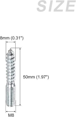 Double Ended Screws (M8x50mm) 8pcs, Hanger Bolts Carbon Steel Self-Tapping Double Sided Screws - for Home Repairs in Saudi Arabia