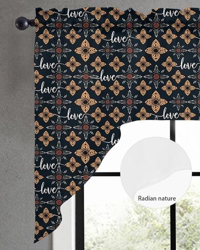 Christmas Swag Valance Kitchen Curtains, Rod Pocket Valance Curtain Panels for Bedroom Living Room Bathroom Cafe Windows, Modern Geometric Xmas Tree Red 56''x36'' in Kuwait