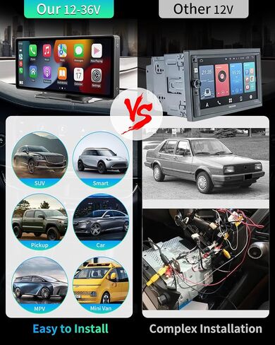 2024 Wireless Protable Carplay & Android Auto,Carplay Box+Backup Camera,10.26'' Portable Car Stereo with Phone Mirroring, Carplay Screen with AUX/FM/Bluetooth,Voice Control Suitable for All Car Models in Saudi Arabia