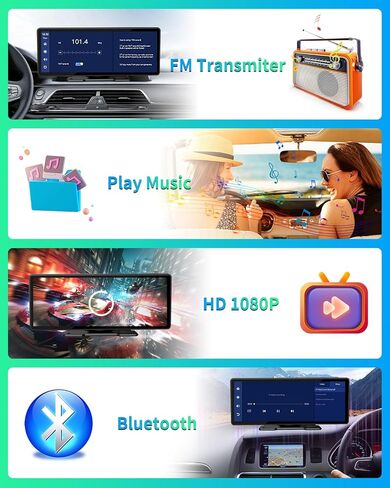 2024 Wireless Protable Carplay & Android Auto,Carplay Box+Backup Camera,10.26'' Portable Car Stereo with Phone Mirroring, Carplay Screen with AUX/FM/Bluetooth,Voice Control Suitable for All Car Models in Saudi Arabia