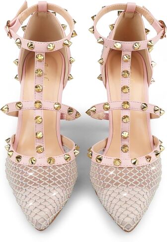 Eithy Women's Slingbacks Mid High Heels Strappy Summer Shoes Pointy Toe Party Daily Wear Evening Sandals Mushlin-Natural US8.5 in Saudi Arabia