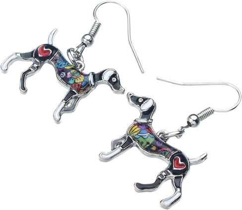 BONSNY Enamel Alloy Colorful Whippet Dog Pets Earrings for Women Girls Jewelry Novelty Funny Charms in Saudi Arabia