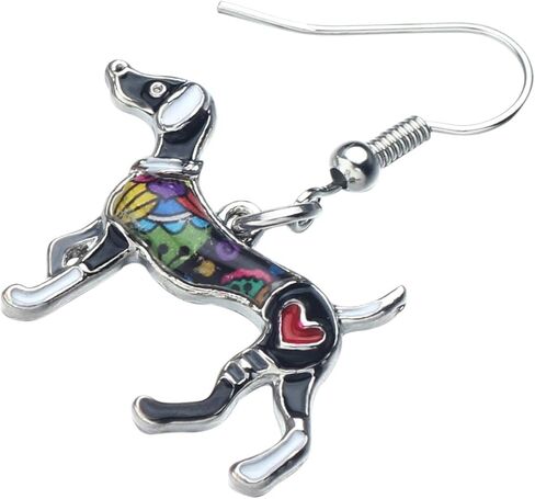 BONSNY Enamel Alloy Colorful Whippet Dog Pets Earrings for Women Girls Jewelry Novelty Funny Charms in Saudi Arabia