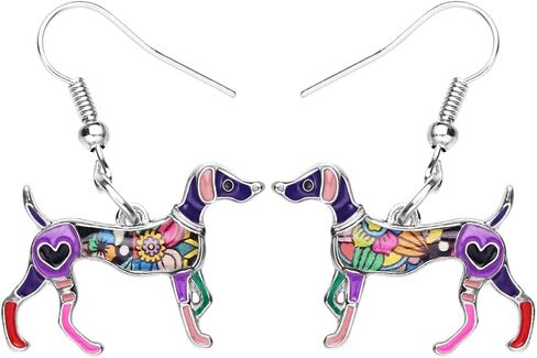 BONSNY Enamel Alloy Colorful Whippet Dog Pets Earrings for Women Girls Jewelry Novelty Funny Charms in Saudi Arabia