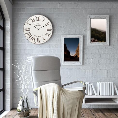 Antiquite de Paris Metal Wall Clock, 22 inch French Style Round Hanging Clock for Living Room Bedroom Decor, Battery Operated Silent Nonticking Quartz Analog Clock with Roman Numberals in Saudi Arabia