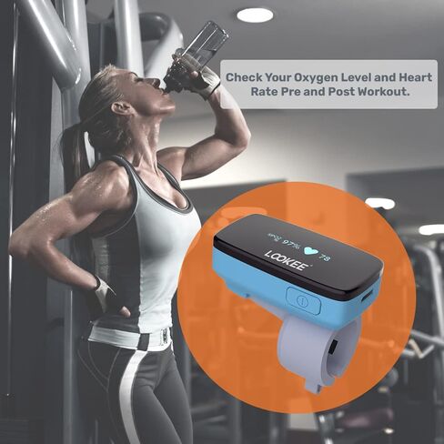 LOOKEE Ox-Minder Ring مقياس التأكسج بالنبض المستمر | شاشة أكسجين بلوتوث وقابلة للارتداء مع تذكير بالاهتزاز لانخفاض الأكسجين | جهاز تتبع نسبة تشبع الأكسجين في الدم SpO2 القابل لإعادة الشحن - تطبيق مجاني مع تقارير in Kuwait