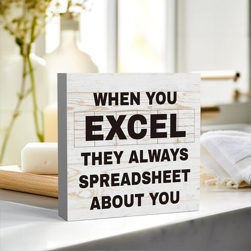 When You Excel They Always Spreadsheet about You Sign, Funny Spreadsheet Gift for Coworker, Tax Accountant Gifts, CPA Gifts, Funny Office Signs, Rustic Cubicle Shelf Accessories Decor 5 X 5 Inch in Saudi Arabia
