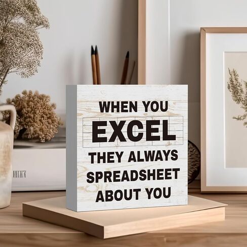 When You Excel They Always Spreadsheet about You Sign, Funny Spreadsheet Gift for Coworker, Tax Accountant Gifts, CPA Gifts, Funny Office Signs, Rustic Cubicle Shelf Accessories Decor 5 X 5 Inch in Saudi Arabia