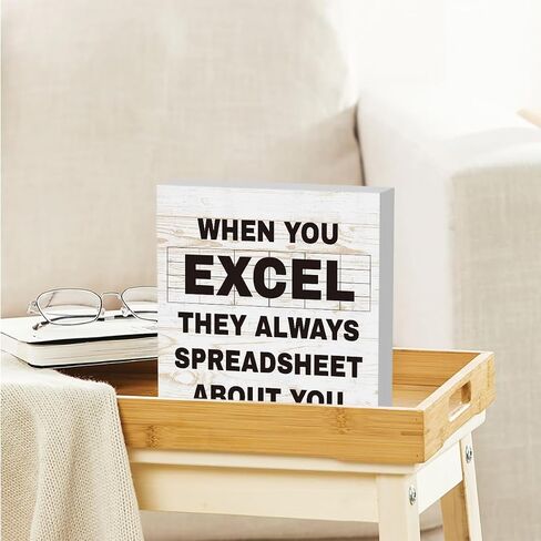 When You Excel They Always Spreadsheet about You Sign, Funny Spreadsheet Gift for Coworker, Tax Accountant Gifts, CPA Gifts, Funny Office Signs, Rustic Cubicle Shelf Accessories Decor 5 X 5 Inch in Saudi Arabia