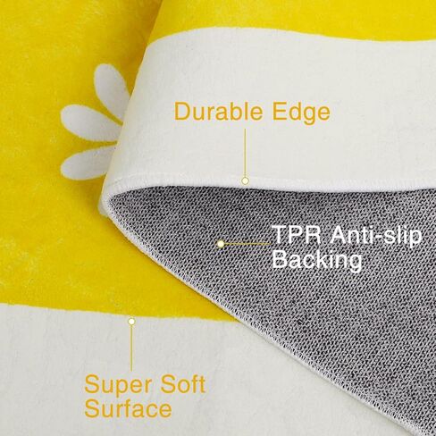 سجادة منطقة زهرة الأقحوان الطازجة، 3.3 × 5 أقدام من الألياف الدقيقة فائقة النعومة مستطيلة من المطاط اللدن حراريًا مضادة للانزلاق ومضادة للانزلاق سجادة أرضية متعددة الاستخدامات لغرفة النوم وغرفة المعيشة والحمام الداخلي (أصفر) in Kuwait