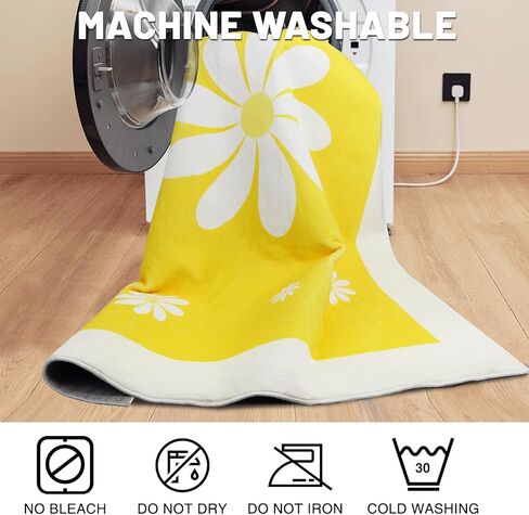 سجادة منطقة زهرة الأقحوان الطازجة، 3.3 × 5 أقدام من الألياف الدقيقة فائقة النعومة مستطيلة من المطاط اللدن حراريًا مضادة للانزلاق ومضادة للانزلاق سجادة أرضية متعددة الاستخدامات لغرفة النوم وغرفة المعيشة والحمام الداخلي (أصفر) in Kuwait