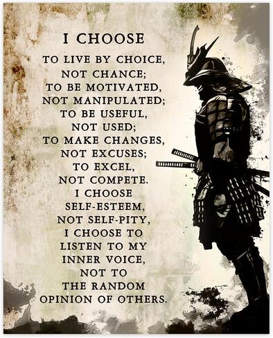 I Choose, Warrior Creed - Motivational Quotes Wall Art Decor, Rustic Spiritual Fighter Wall Art Print Ideal Wall Decor For Home Decor, Dojo Decor, Office Decor, Gym & Fitness Decor, Unframed -11x14 in Saudi Arabia