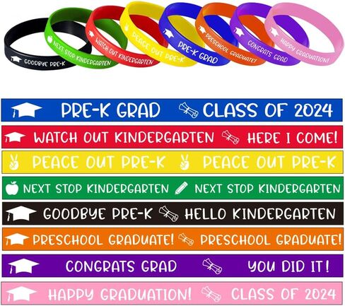 أساور معصم للتخرج من PRE-K، ديكورات التخرج لمرحلة ما قبل المدرسة، ديكورات التخرج من PRE-K 2024، Peace Out PRE-K، أساور معصم من السيليكون هدايا التخرج لمرحلة ما قبل المدرسة للأطفال الطلاب - 40 قطعة in Kuwait
