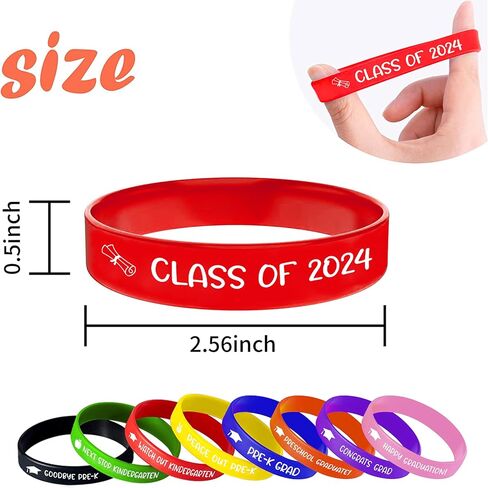 أساور معصم للتخرج من PRE-K، ديكورات التخرج لمرحلة ما قبل المدرسة، ديكورات التخرج من PRE-K 2024، Peace Out PRE-K، أساور معصم من السيليكون هدايا التخرج لمرحلة ما قبل المدرسة للأطفال الطلاب - 40 قطعة in Kuwait