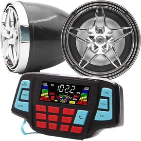 UTV ATV Bluetooth Amplifier Sound System Hand-free Speakers FM USB Audio System Stereo 2.5 Inch Speakers 12V Motorcycle Waterproof Audio FM Radio Stereo Speaker For iPhone/iPod/MP3 Skull …