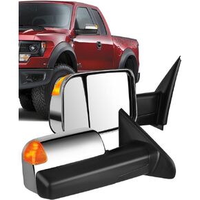 ECCPP Towing Mirrors for 2002-2008 for Dodge for Ram 1500 4.7L 5.7L 2003-2009 for Dodge for Ram 2500 3500 5.7L 6.7L Power Heated Signal Chrome Cover Side View Pair Mirrors
