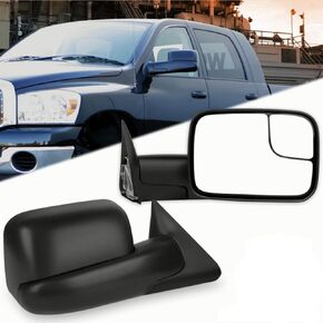 Towing Mirrors Fit for 1994-2001 for Dodge for Ram 1500 2002 for Dodge for Ram 2500 3500 Tow Mirrors with Manual Control No Heated No Light Black Textured 1 Pair of Mirrors Left and Right Side