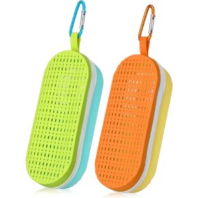 2 Pcs Swim Goggle Case for Swimming Goggles Silicone Protective Cases with Drain Hole Zipper Sunglasses Case with Clip for Goggles Sports Women Men Kids Swimmer Gifts