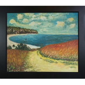 overstockArt Monet Meadow Road to Pourville, 1882 Painting with Veine D'/Bronze Scoop, Rich Brown Finish