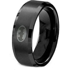 Lavastorm Titanium Batman Ring 8mm Men's Unisex 6-14 Polished (Black, 10)