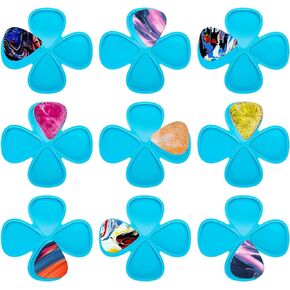9PCS Resin Molds for Guitar Plectrums, PAGOW 4 Petals Flower Epoxy Case Molds, Guitar Plectrums Silicone Casting Mold for DIY Musical Accessories, Keychain Pendant, Guitar Thumb Finger Picks