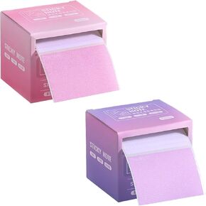 2 Sticky Notes Roll Tape with Pull Out Dispenser Boxes, 512 Sheets Full Adhesive Sticky Notes 1.7 x 2.4 Inch, Self-Stick Memo Pads Sticker Label for Noting Writing (Purple & Pink)
